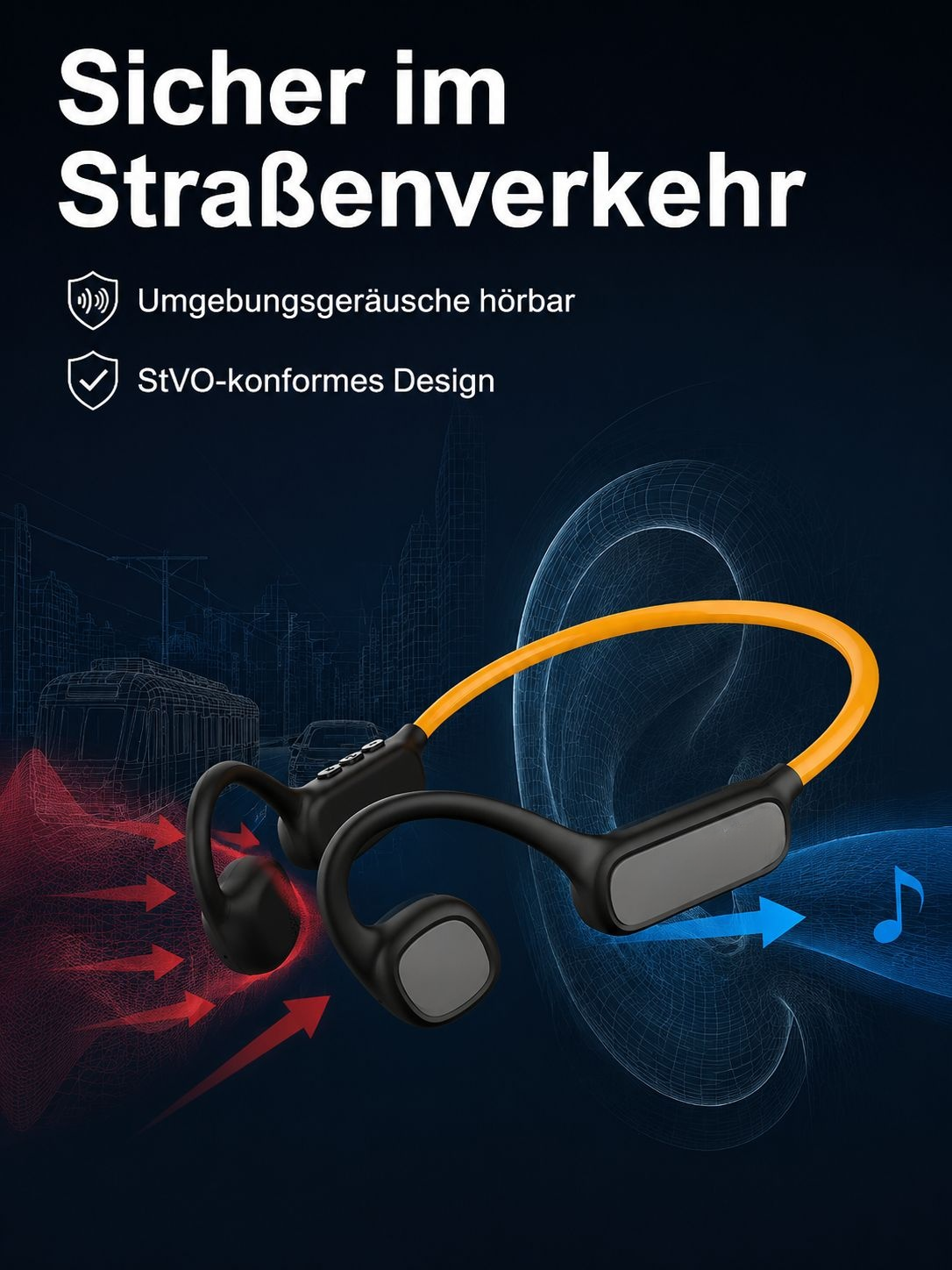 Kabellose Bluetooth-Kopfhörer mit innovativem Luftleitung-Design