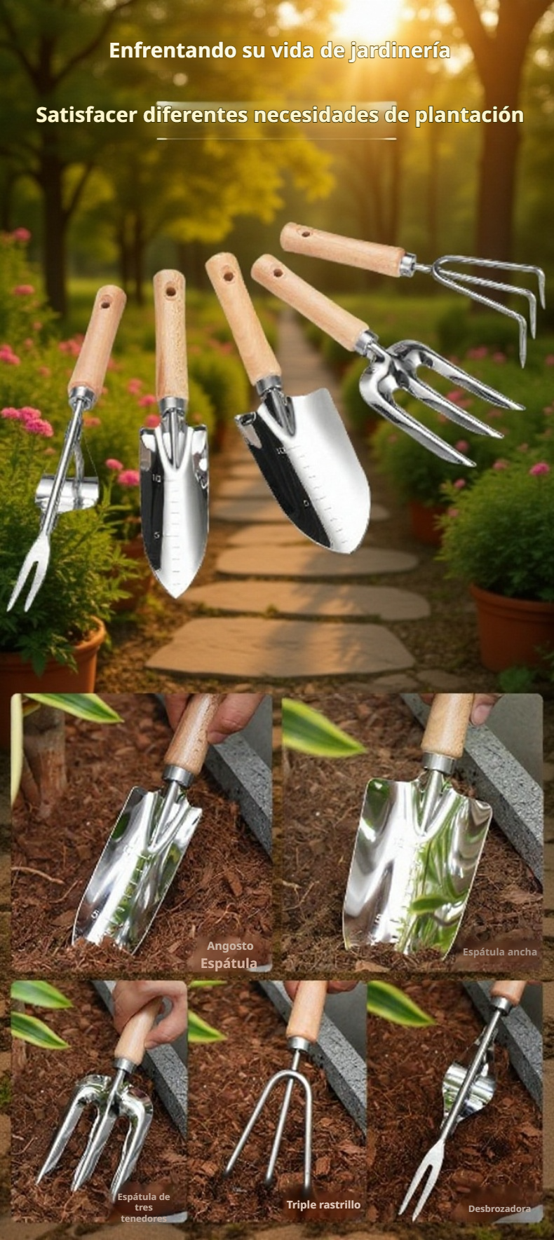 Set completo de herramientas para jardinería doméstica