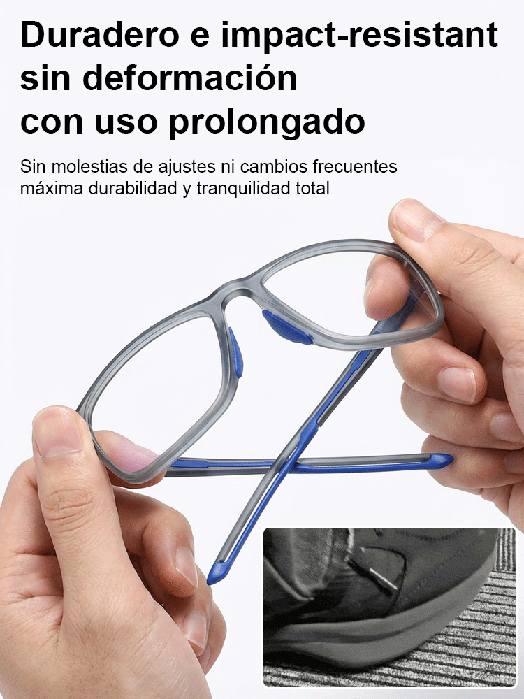 Gafas de presbicia transparentes y minimalistas con protección contra la luz azul