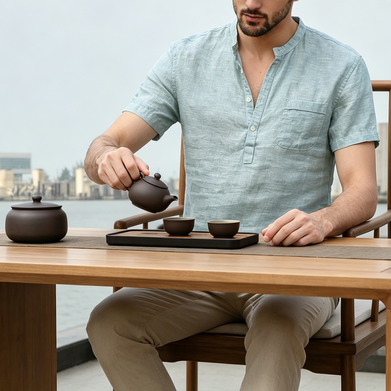 남성 유럽풍 초박형 캐주얼 셔츠