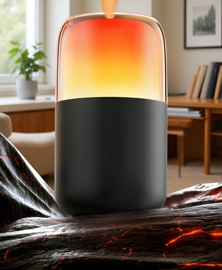 Detailní pohled na efekt plamene zvlhčovače vzduchu