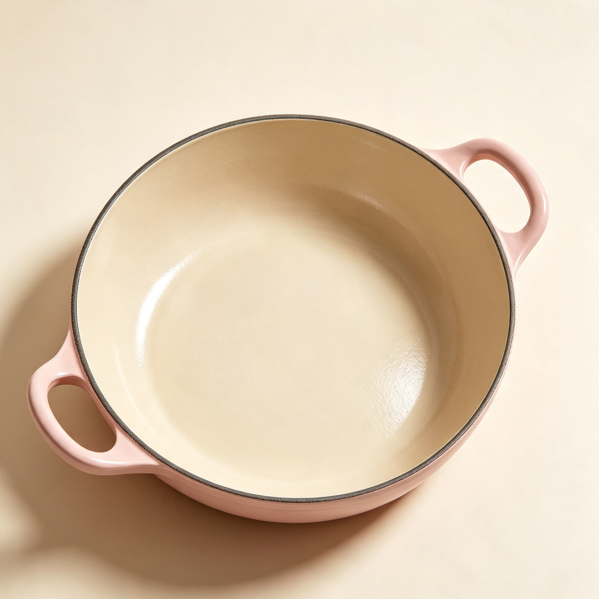 Enameled double-handled shallow saucepan