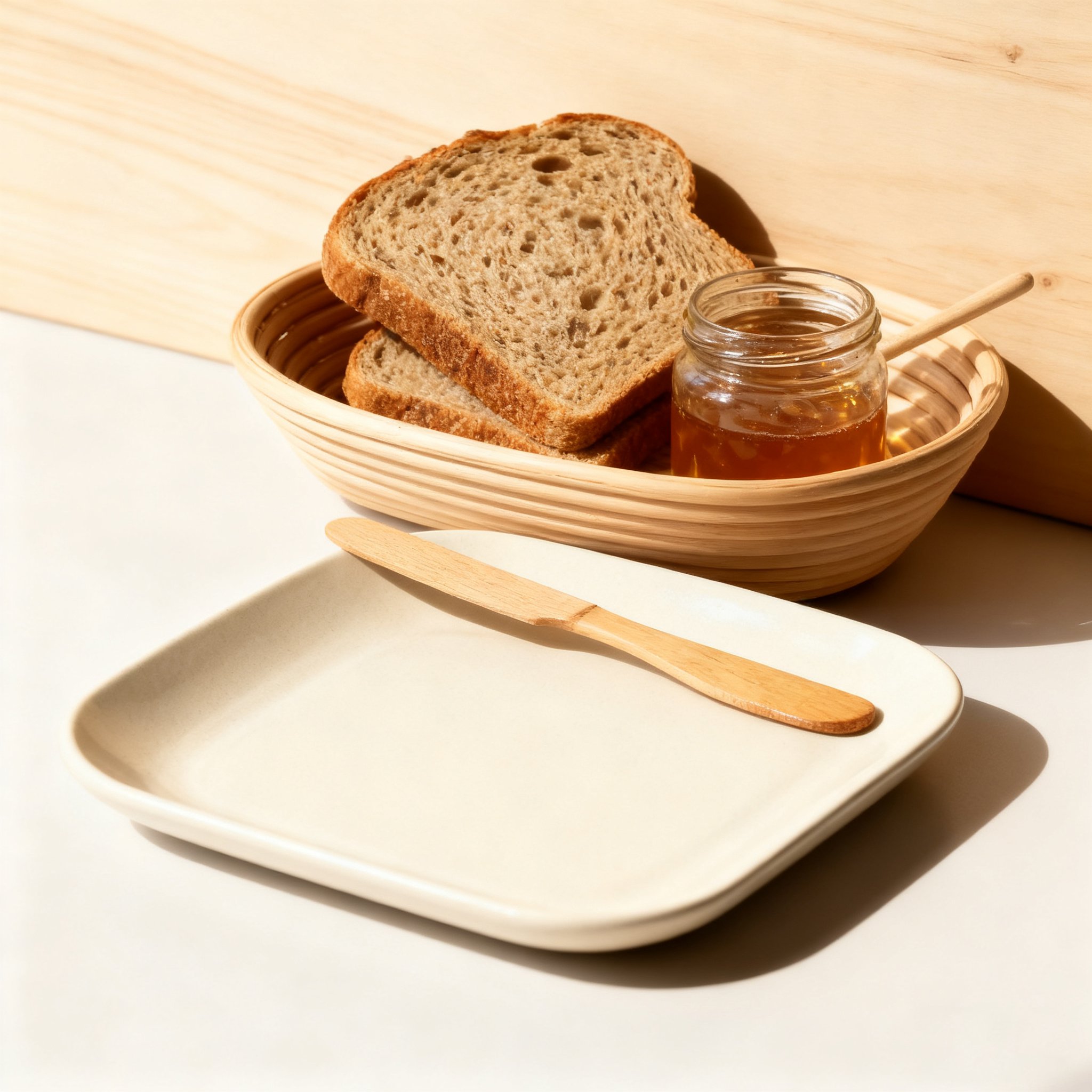 Cremefarbener quadratischer Teller(3 Stück)