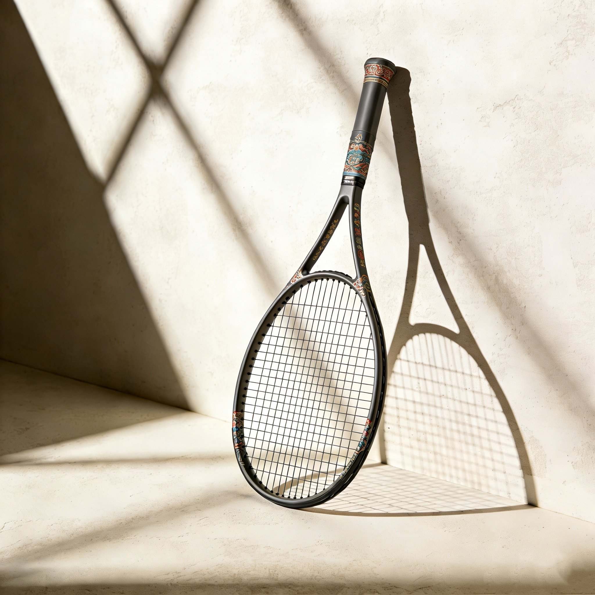 가벼운 테니스 라켓으로 스윙하는 모습