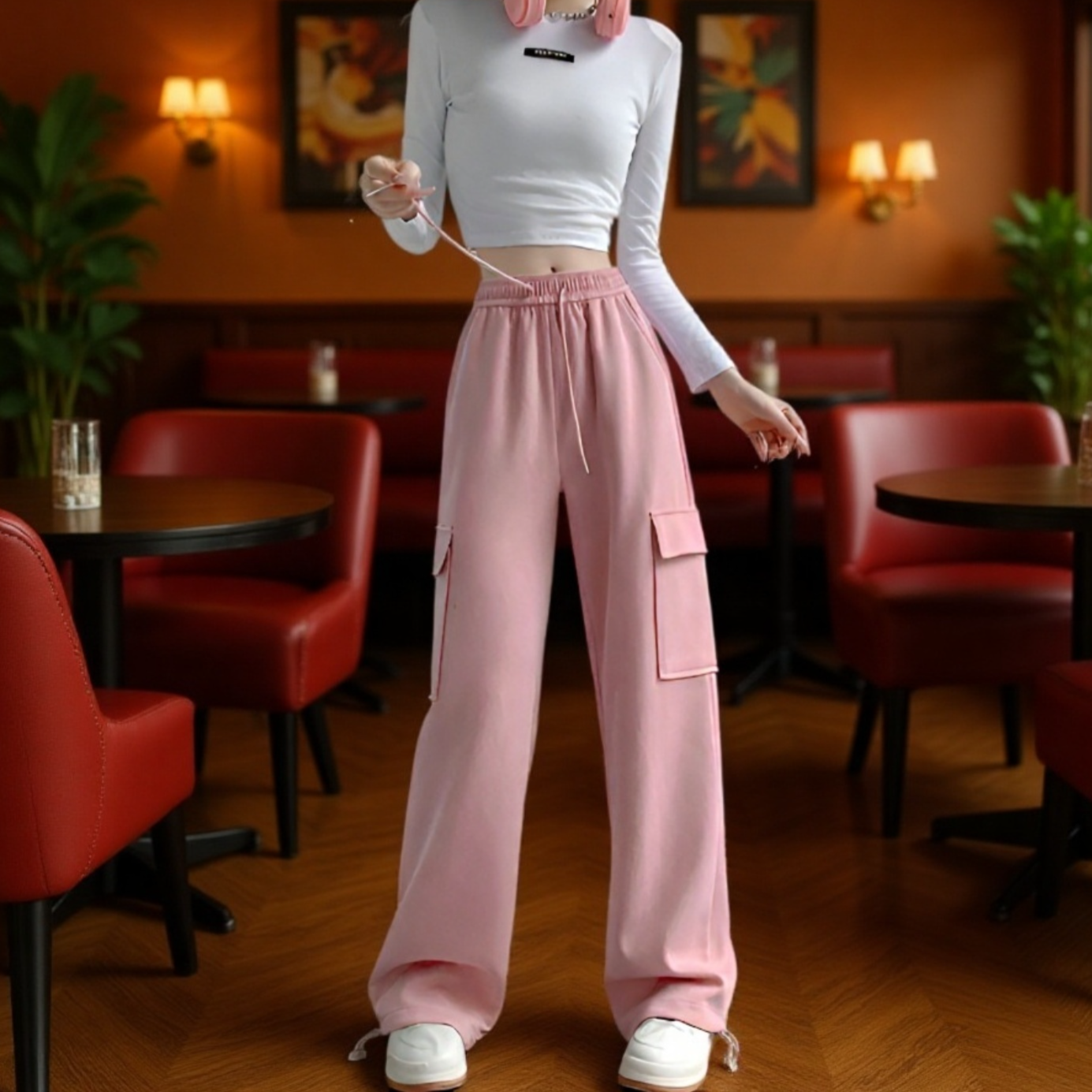 女性用厚手防寒ロングパンツの全体画像