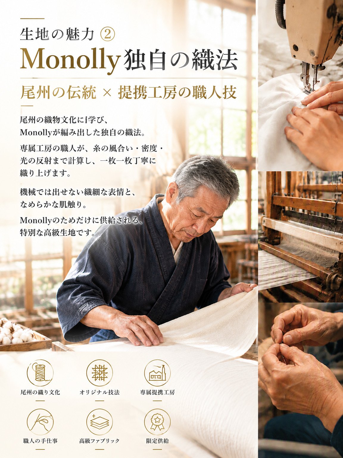 【送料無料・上質】Monolly プレミアムセットアップ | プラチナタッチ繊維・高見え・快適