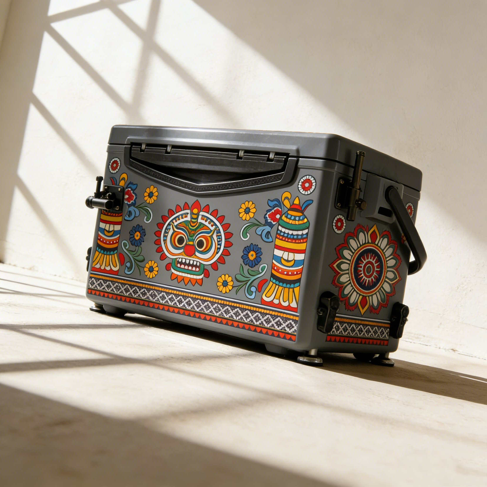 캠핑과 낚시에 적합한 쿨러박스 사용 모습