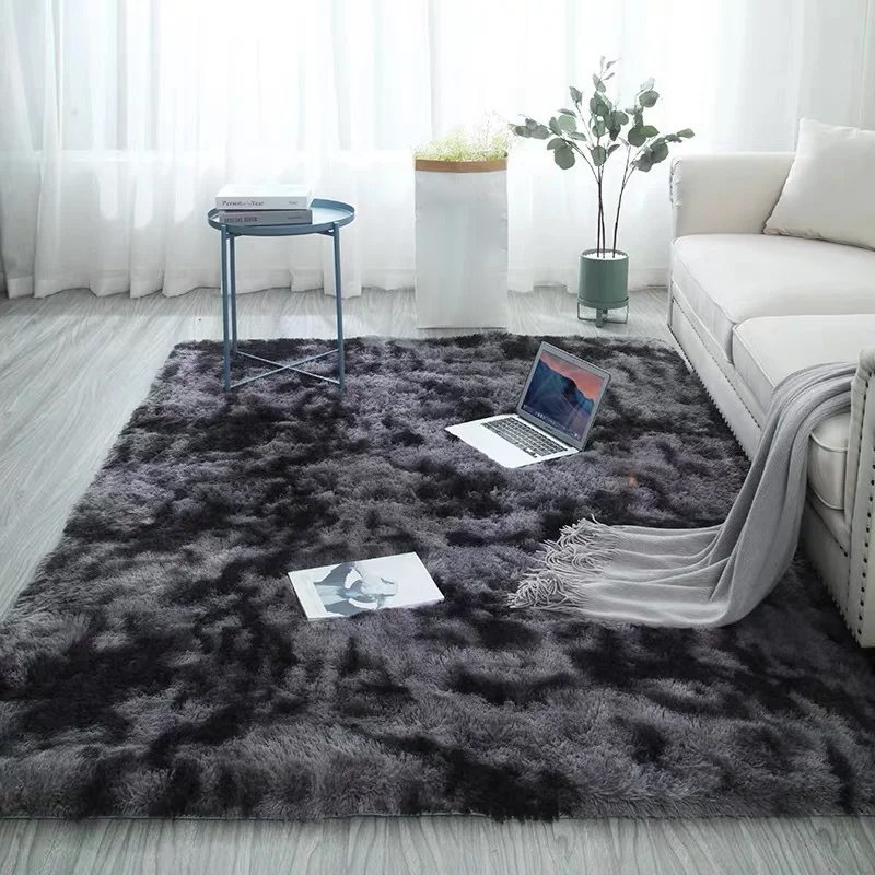 Tie dye gray soft floor handmade carpet