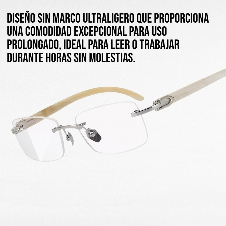 Gafas de lectura antifatiga sin marco con forma de cuerno