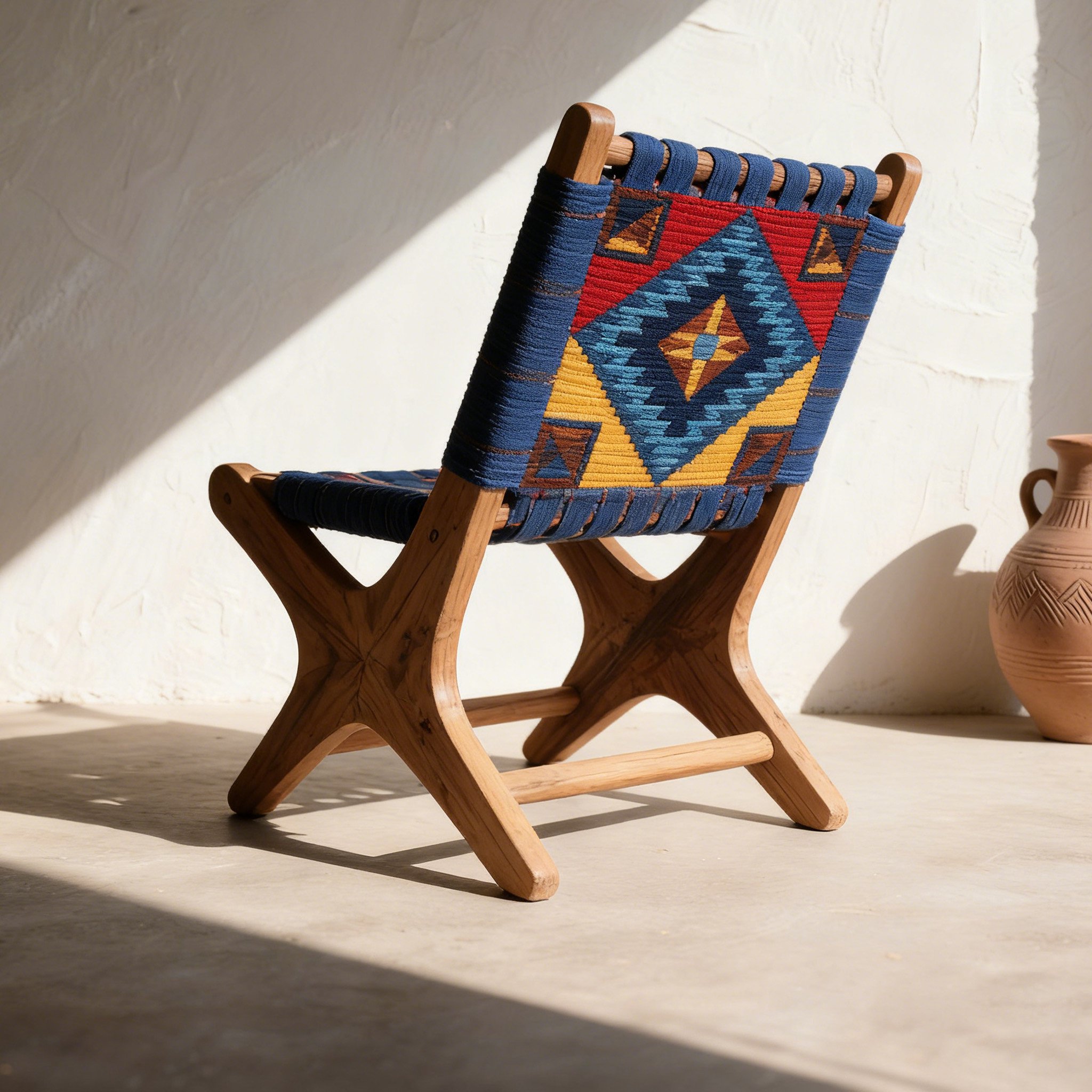 원목 핸드메이드 위빙 체어 전체 모습