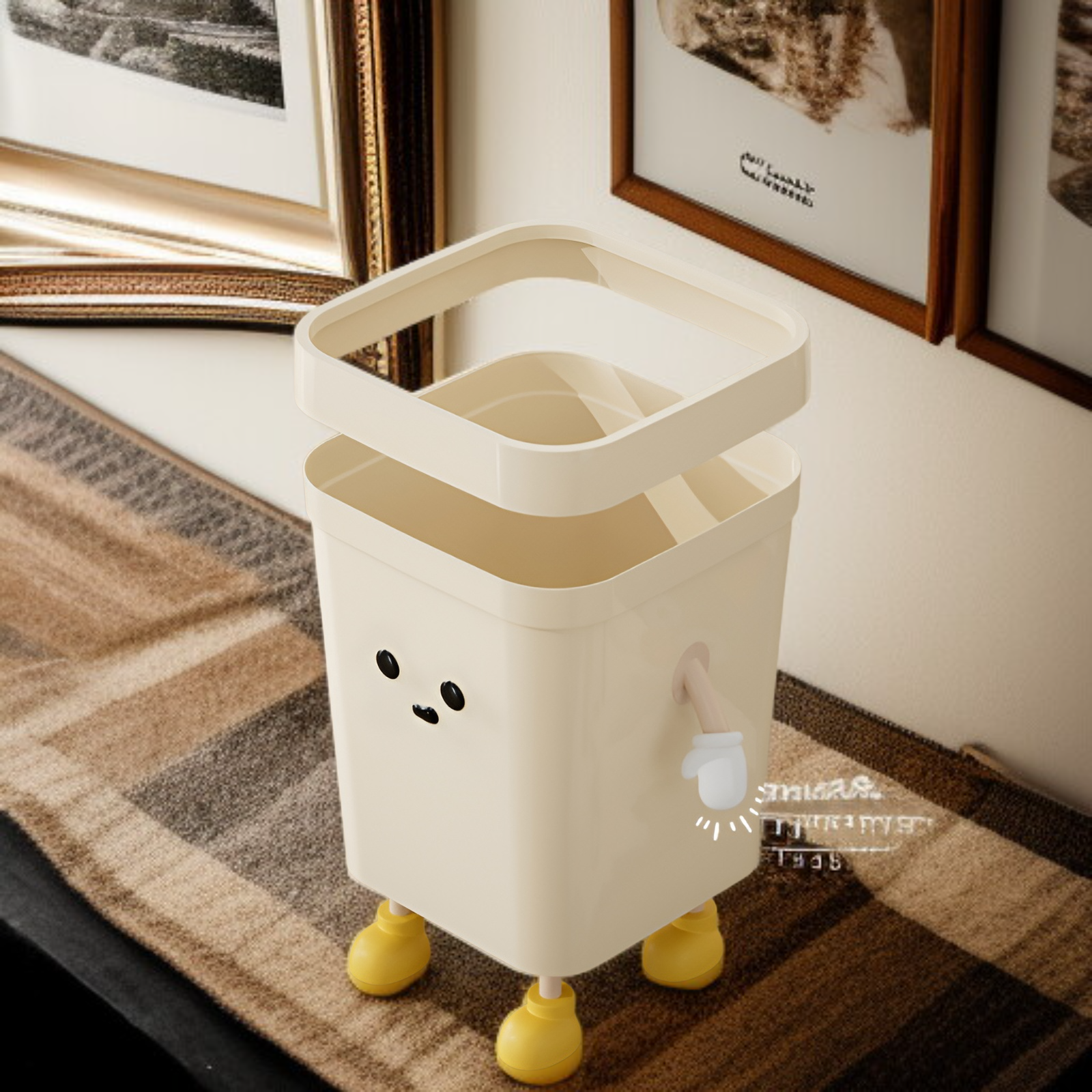 クリエイティブな外観のゴミ箱をアップで