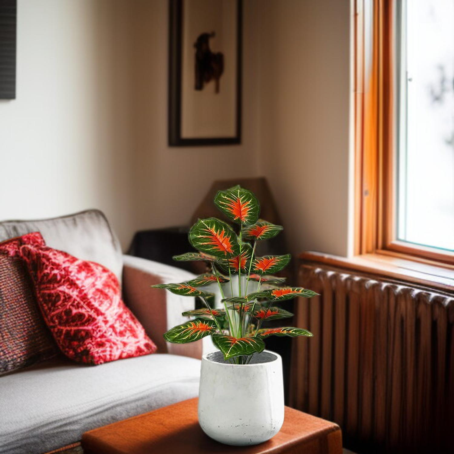 집안 분위기를 밝히는 인공 야자수 식물