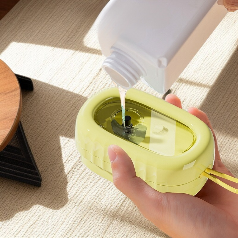 Gentle foam roller brush scrubbing clothes