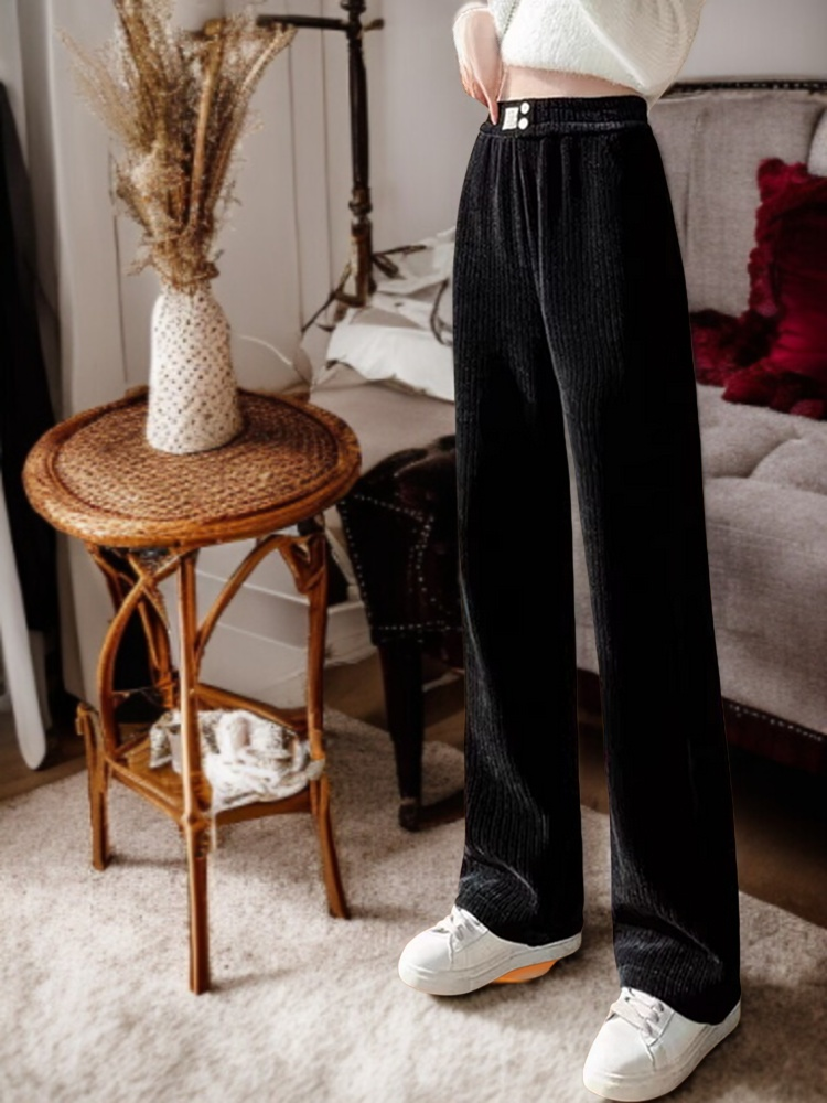 느긋한 슬림 드레이프 셰닐 스트레이트 팬츠