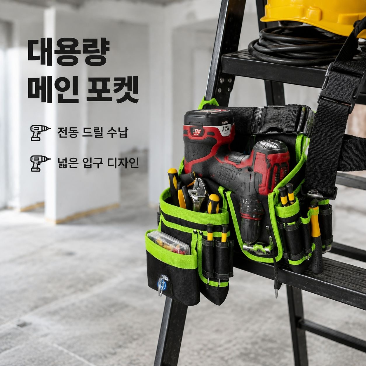 두꺼운 캔버스 다기능 공구 수납 가방, 전기공 작업 벨트 가방
