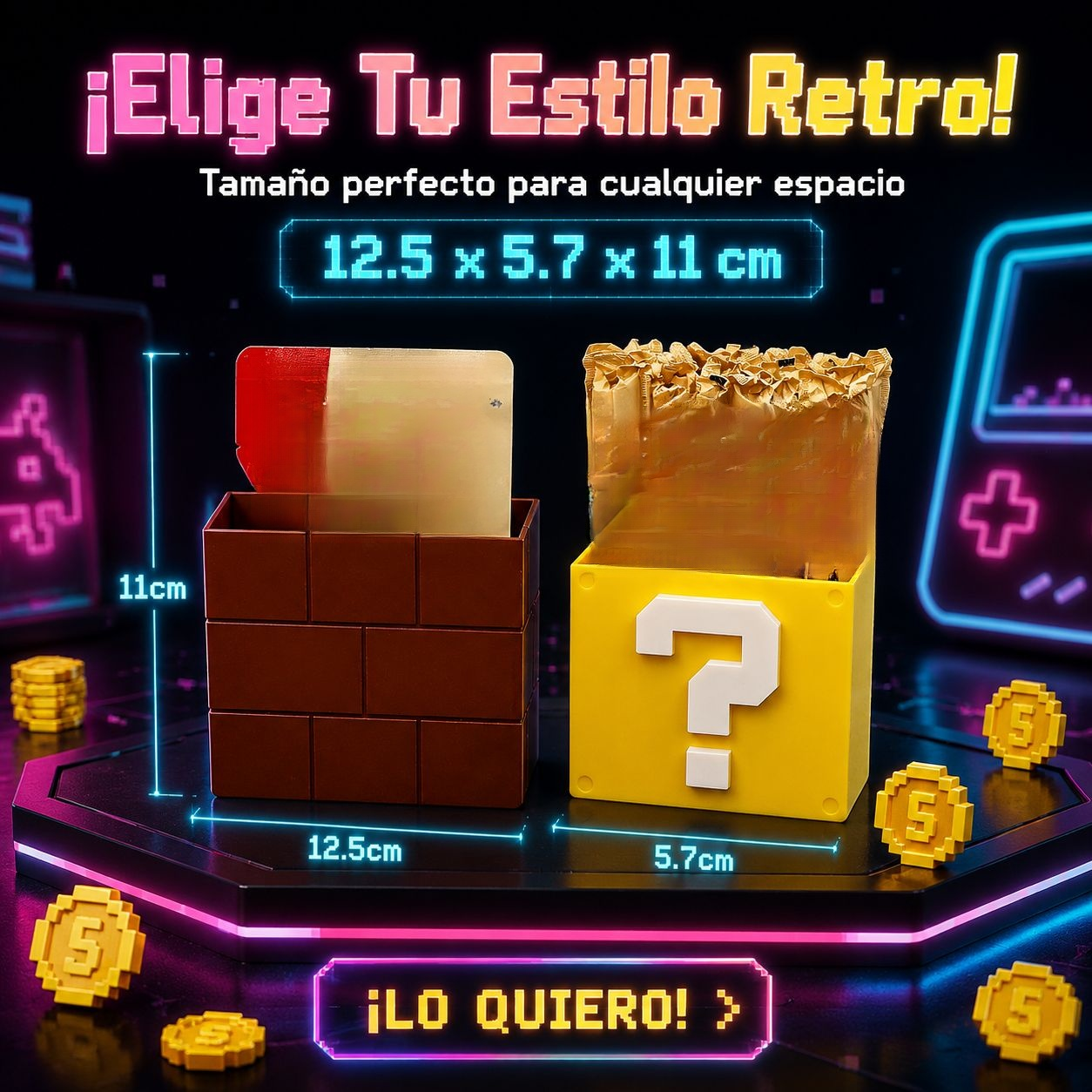 Portalápices magnético multifuncional, estilo retro de píxeles, apto para nevera