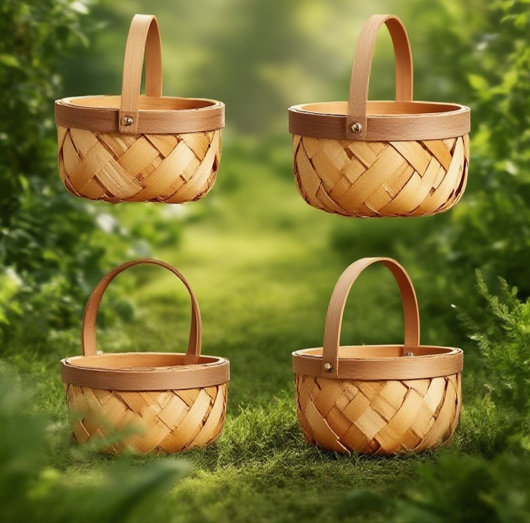 竹編收納筐掛於廚房牆面節省空間