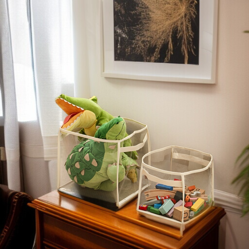 대용량 투명 수납 바구니 장난감 간식 잡동사니 수납 바구니 휴대용 대용량 수납 바구니