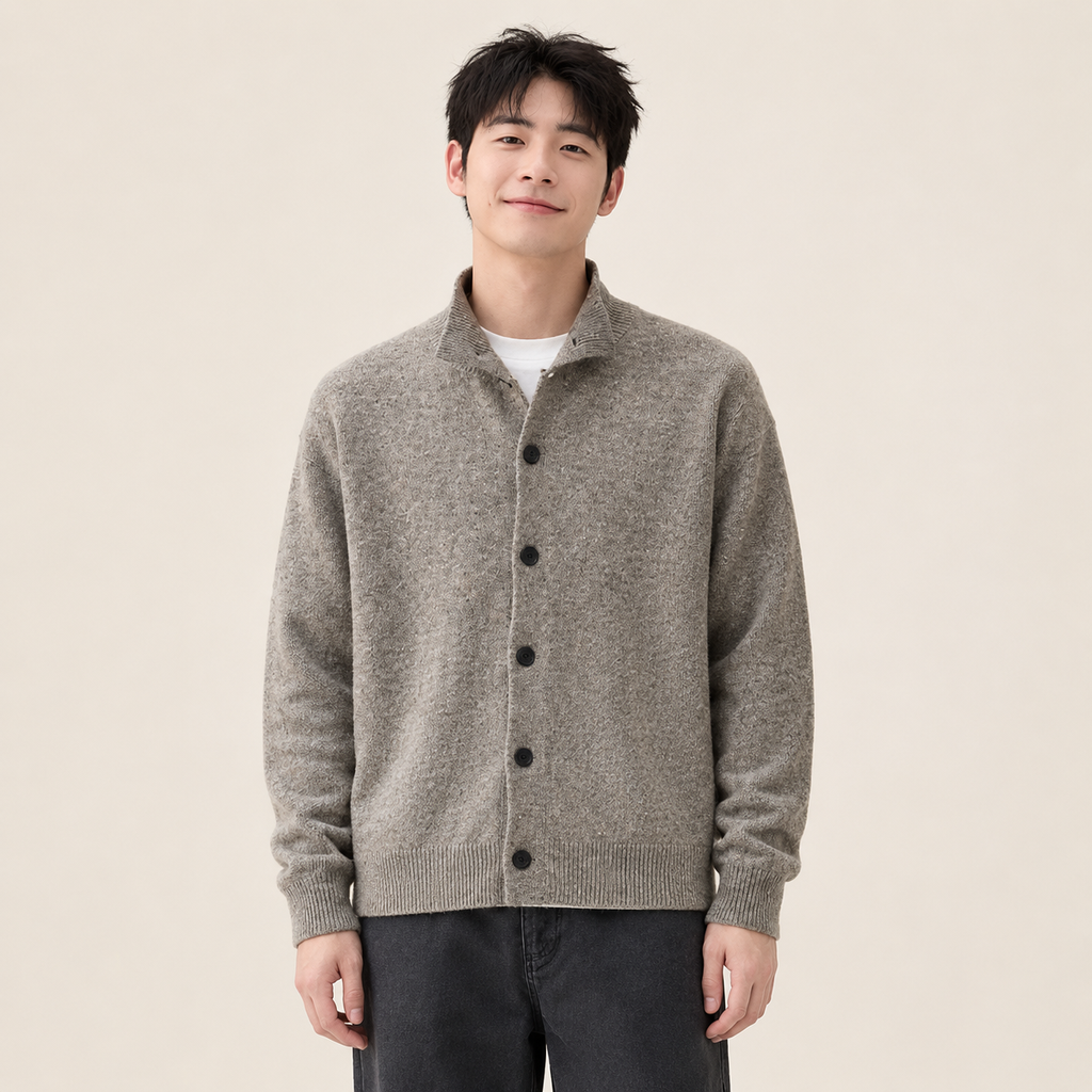 남성용 가을겨울 스탠드칼라 니트 가디건