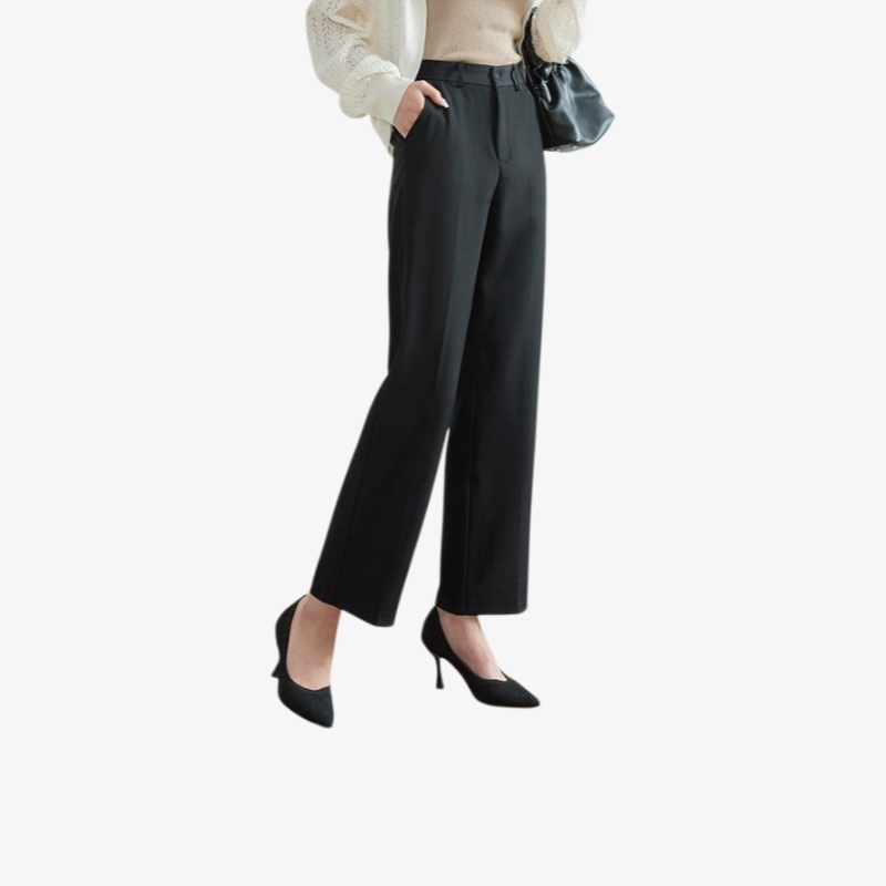 추동 여성 하이웨스트 일자 정장바지 프리미엄 드롭 정장 블랙 작업바지 패션 슬림 정장바지녀