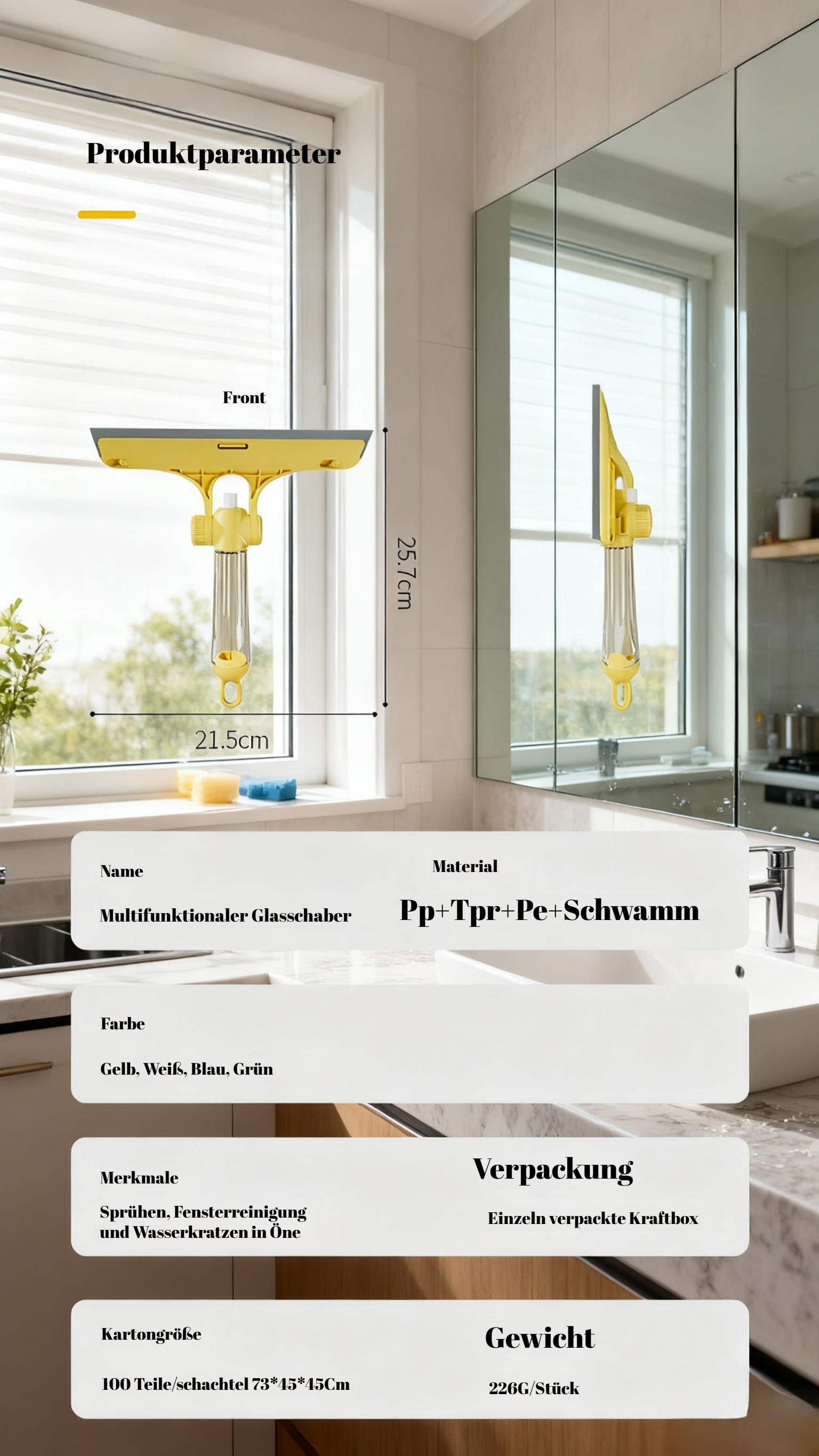 Fensterwischer Set mit austauschbarer Reinigungsklinge