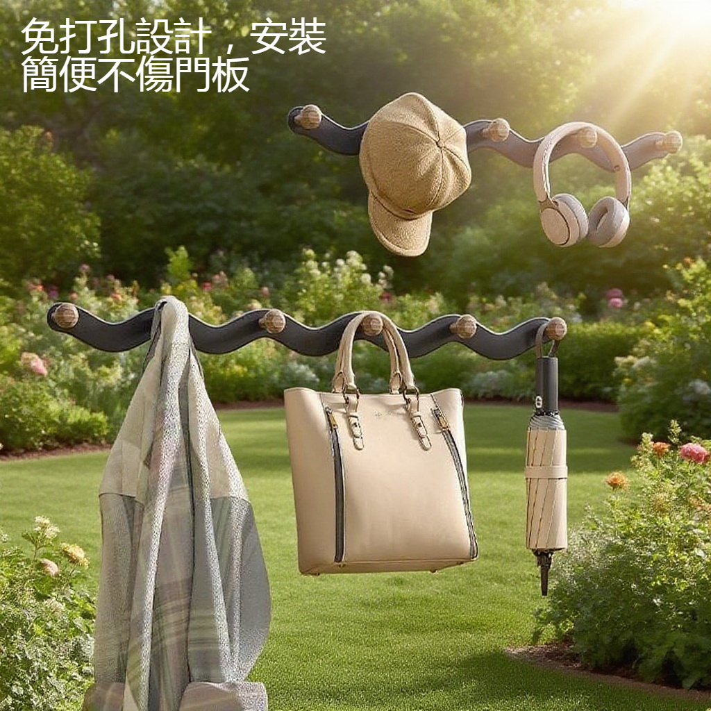 胡桃木門後免打孔掛衣架