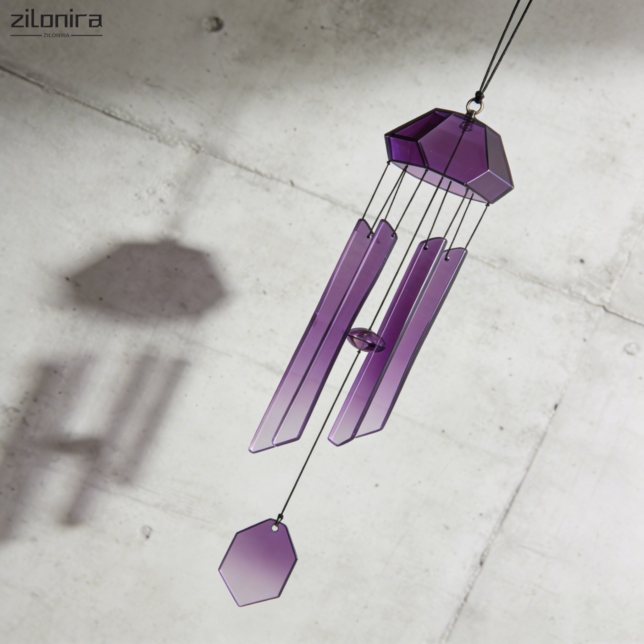 보라색 기하학형 윈드 벨