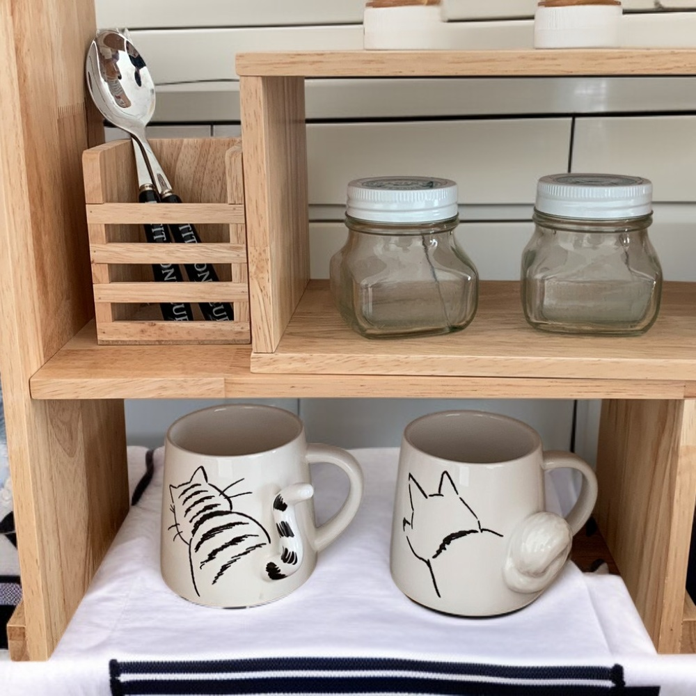 Handmade Ceramic Cat Character Coffee Mug with Lid