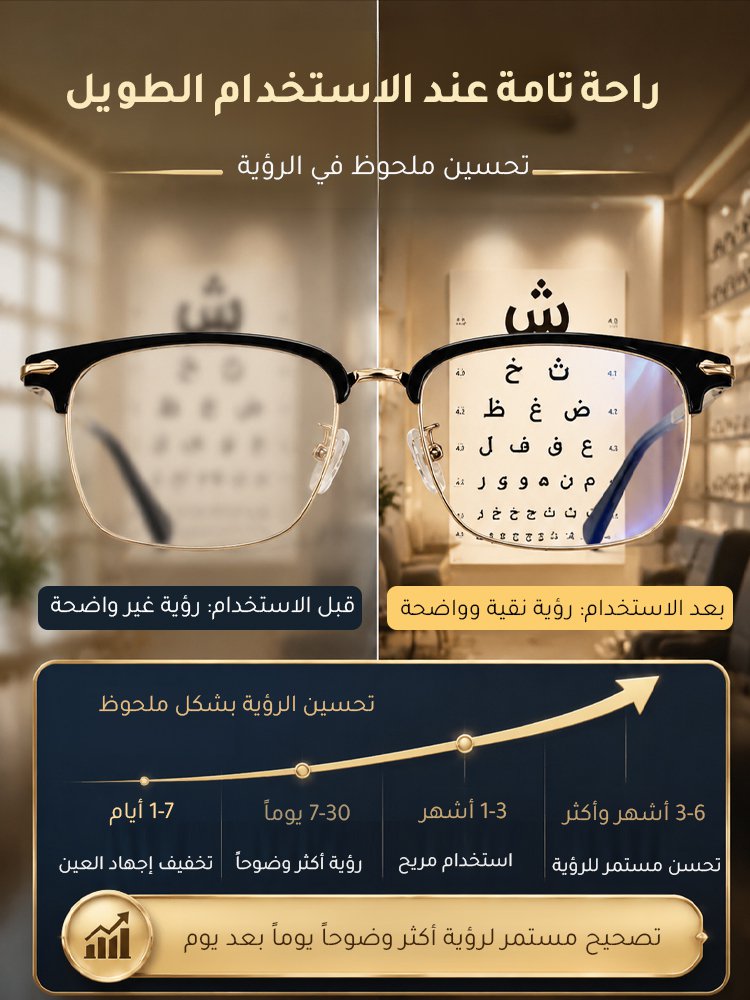 نظارة قراءة فاخرة راقية بتصميم نصف إطار مع عدسة بتركيز تلقائي وحجب الضوء الأزرق