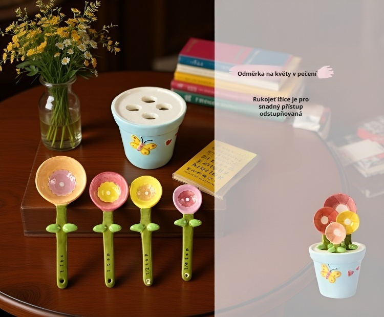 Stylová lžička na pečení s květinovým vzorem