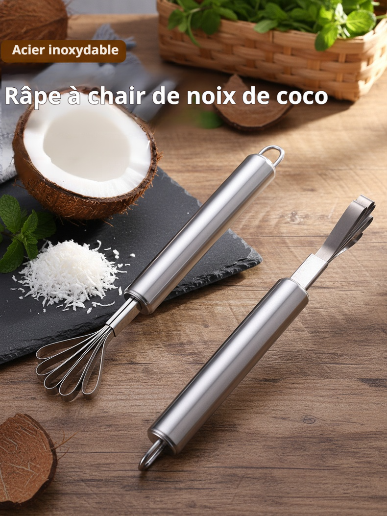 Râpe à noix de coco en acier inoxydable vue de face