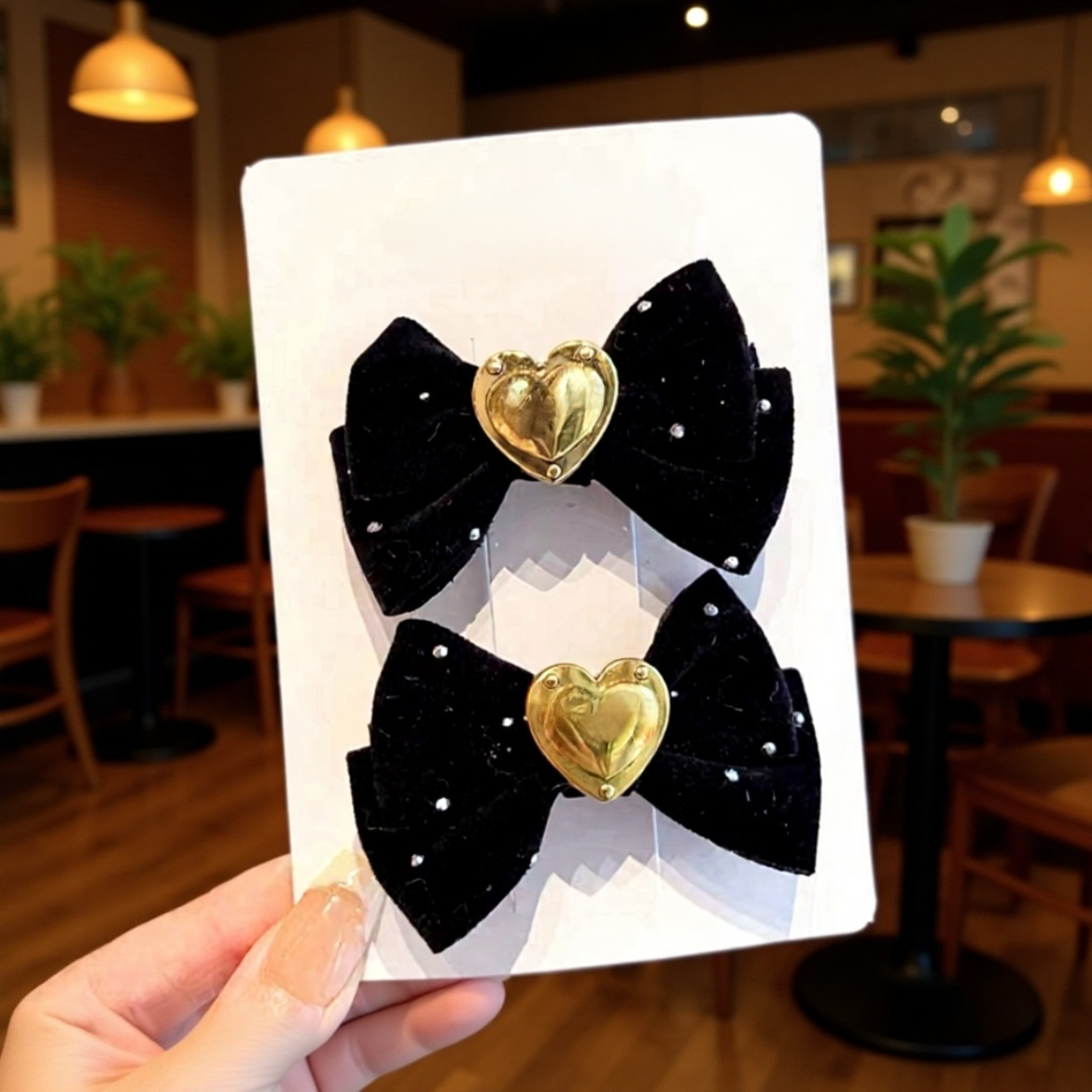 여성 스타일링용 빨간 리본 머리핀