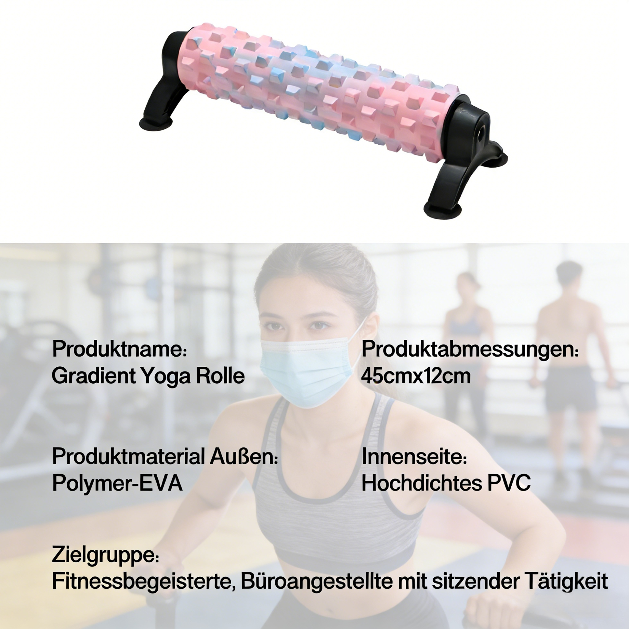 45 cm fester Schaumstoffrolle mit Massagefunktion und Ständer, Yogasäule