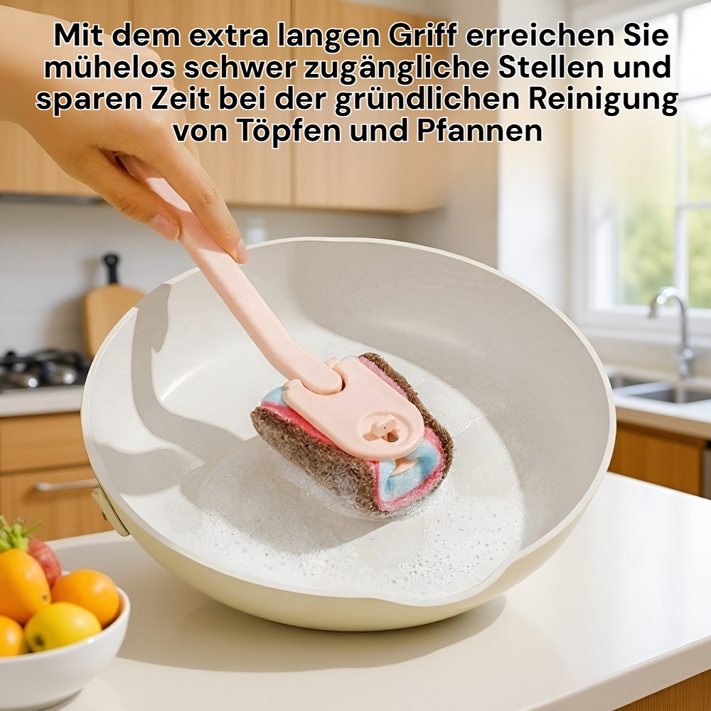 Reinigungsbürste mit langem Griff, Fleckenentferner-Schwamm, Küchenspülbürste und Topfspülbürste