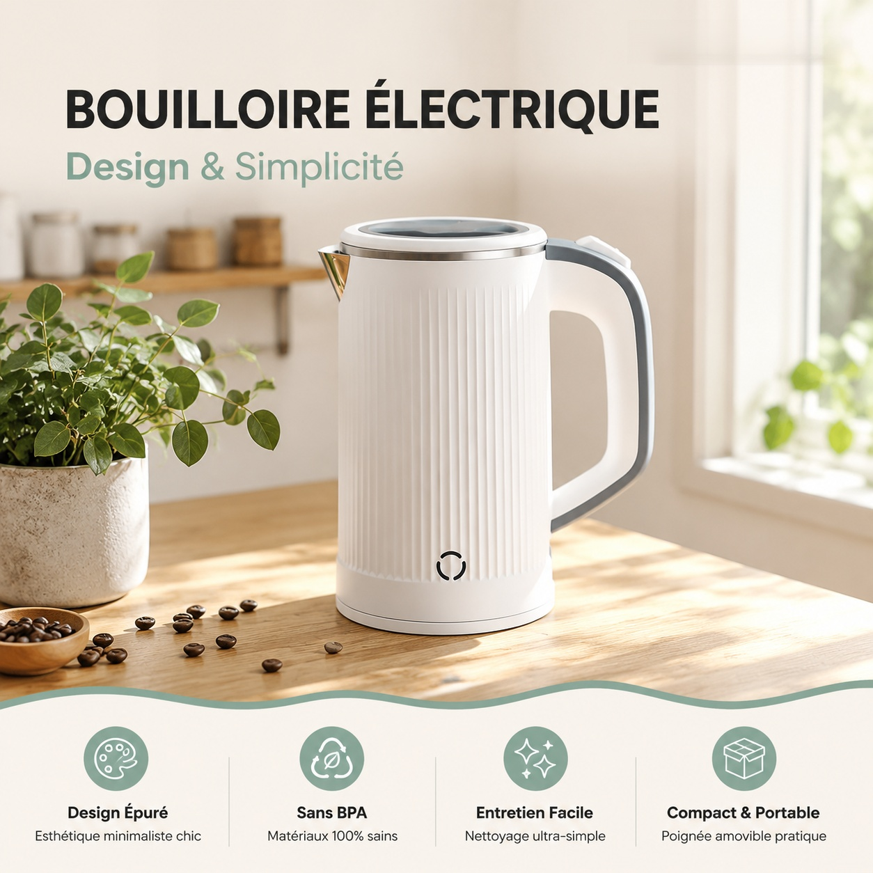 Bouilloire électrique domestique à arrêt automatique avec fonction de maintien au chaud