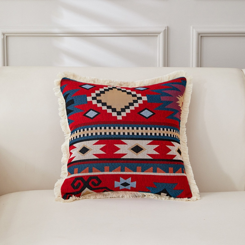 Coussin décoratif rétro en coton et lin