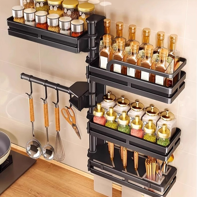 Estante giratorio de varias capas para cocina, especiero de pared sin taladro