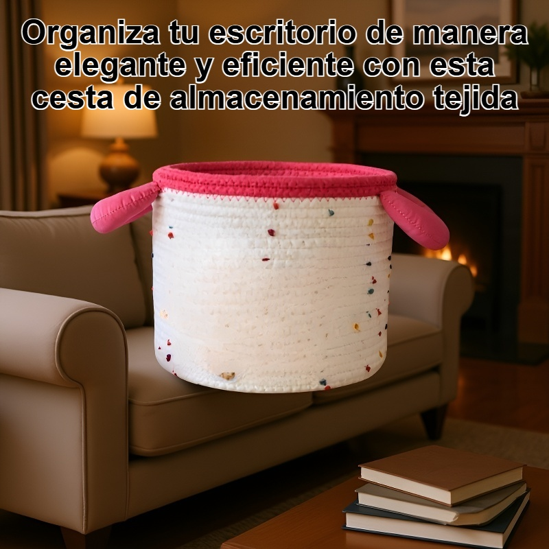 Cesta de almacenamiento tejida para escritorio