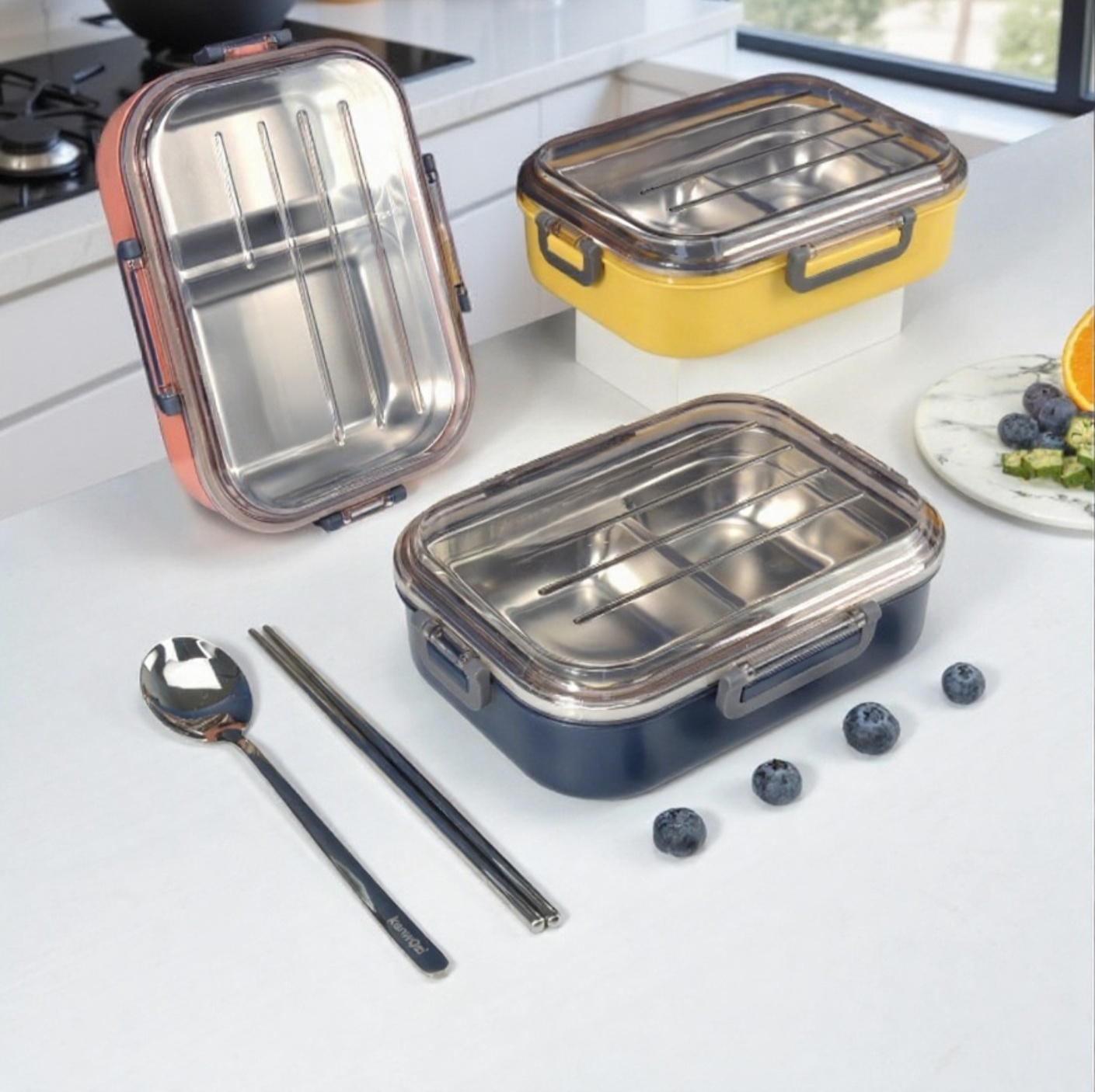 Edelstahl-Brotdose mit sicherem Verschluss