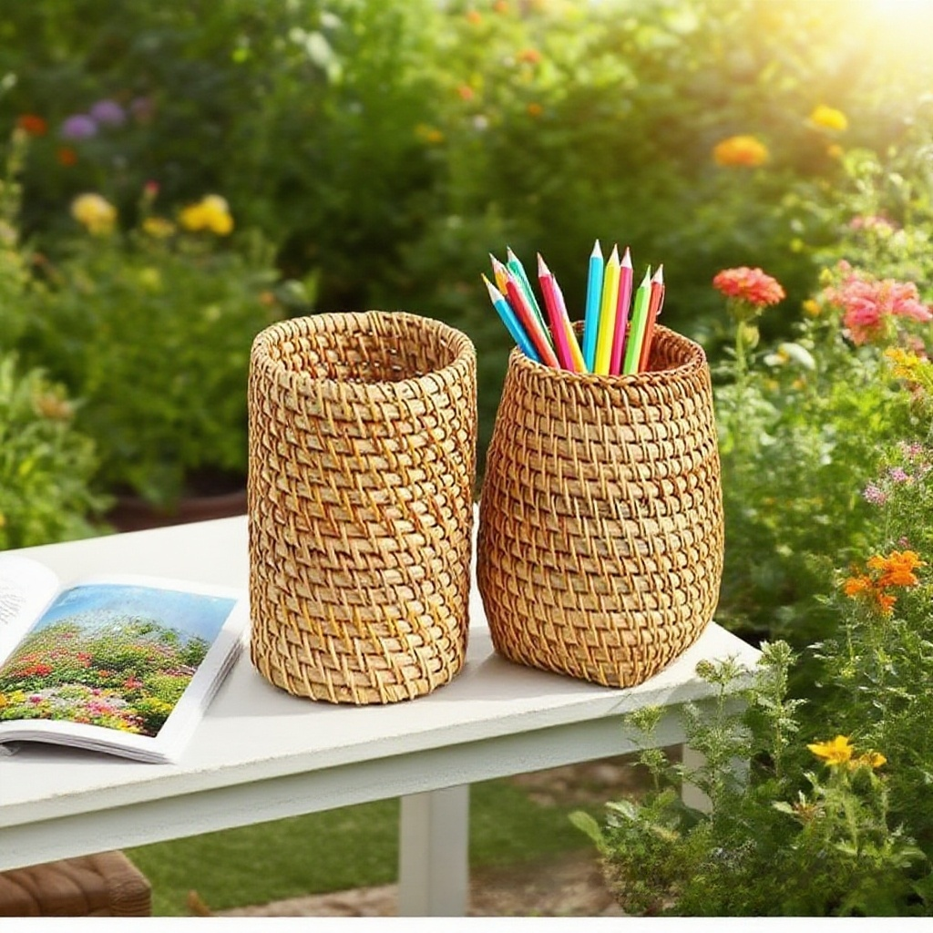 다양한 문구류를 담은 필통 수납함