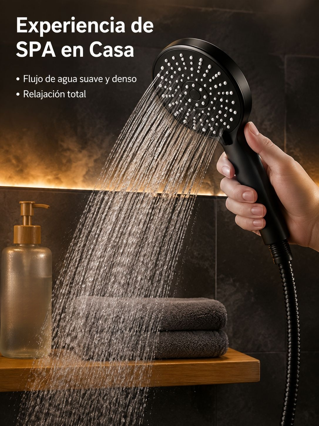 Ducha de Mano de Silicona, Panel Grande de Alta Presión para Baño