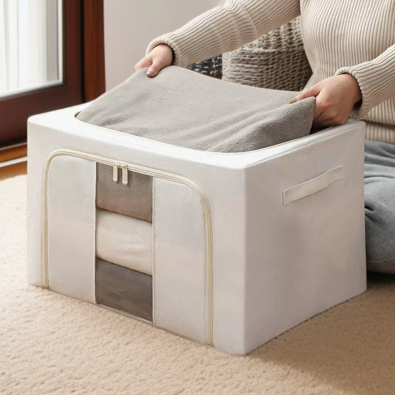 棉麻加厚可折衣物收納箱