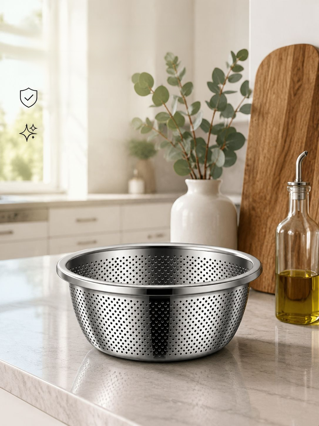 Panier égouttoir en inox avec design moderne