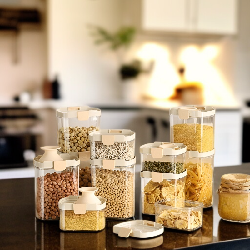 주방보관탱크 식품급 밀폐탱크 덧대어 수납함 신축오곡잡곡통 플레어 실리콘 향신료보관통