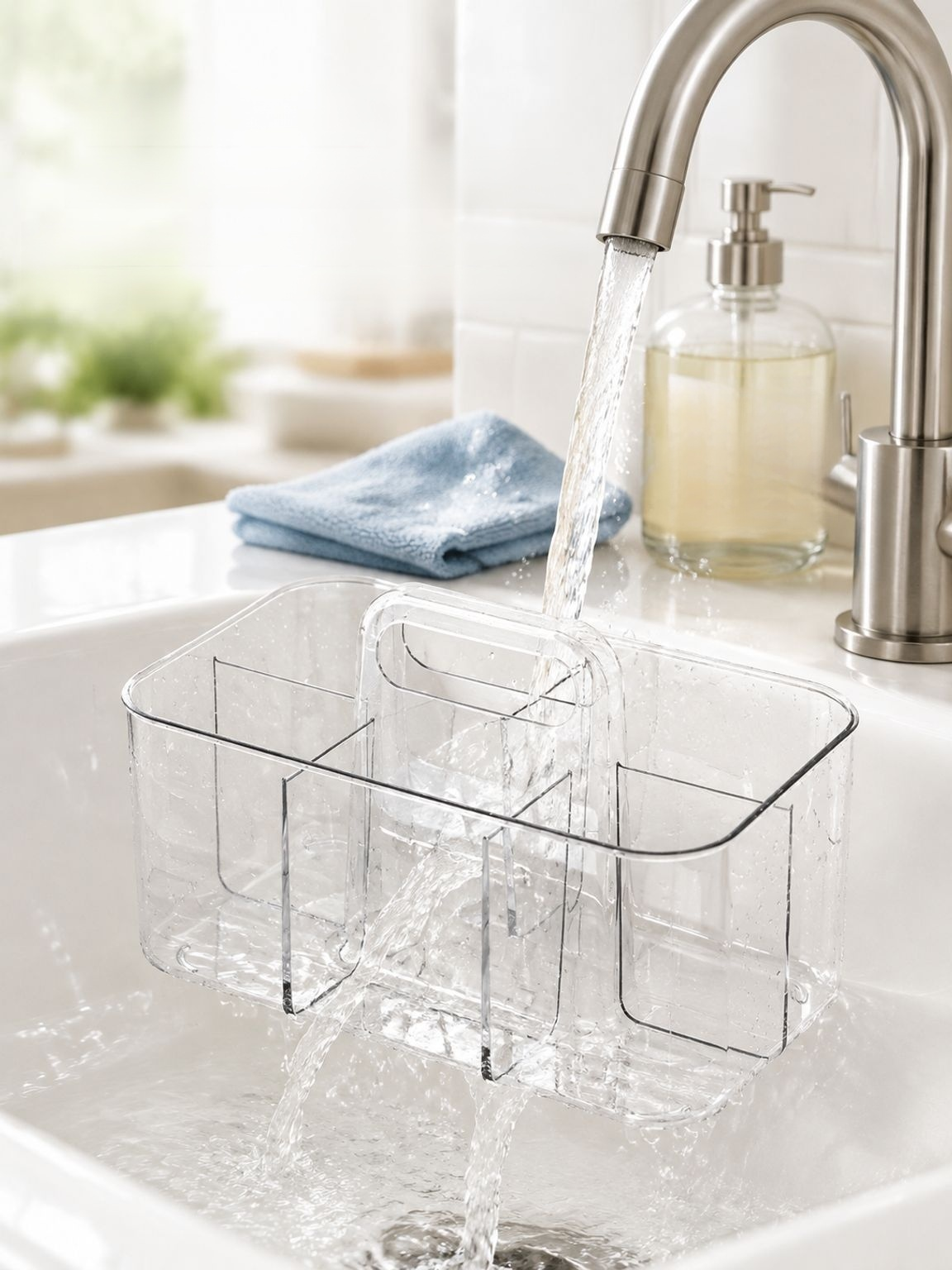 Portable snack storage basket with handle for kitchen countertop organization