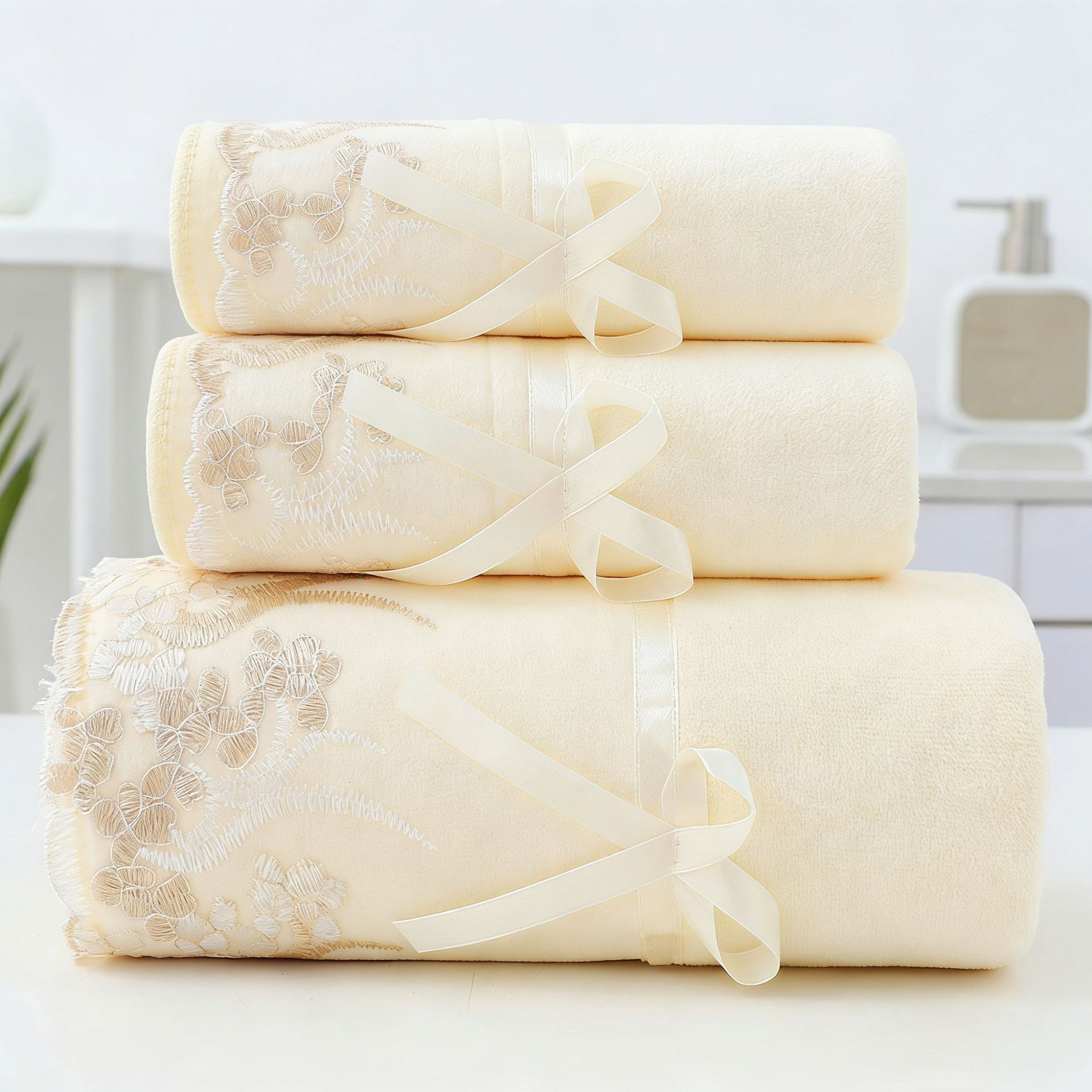 Soft Absorbent Embroidered Towel Set
