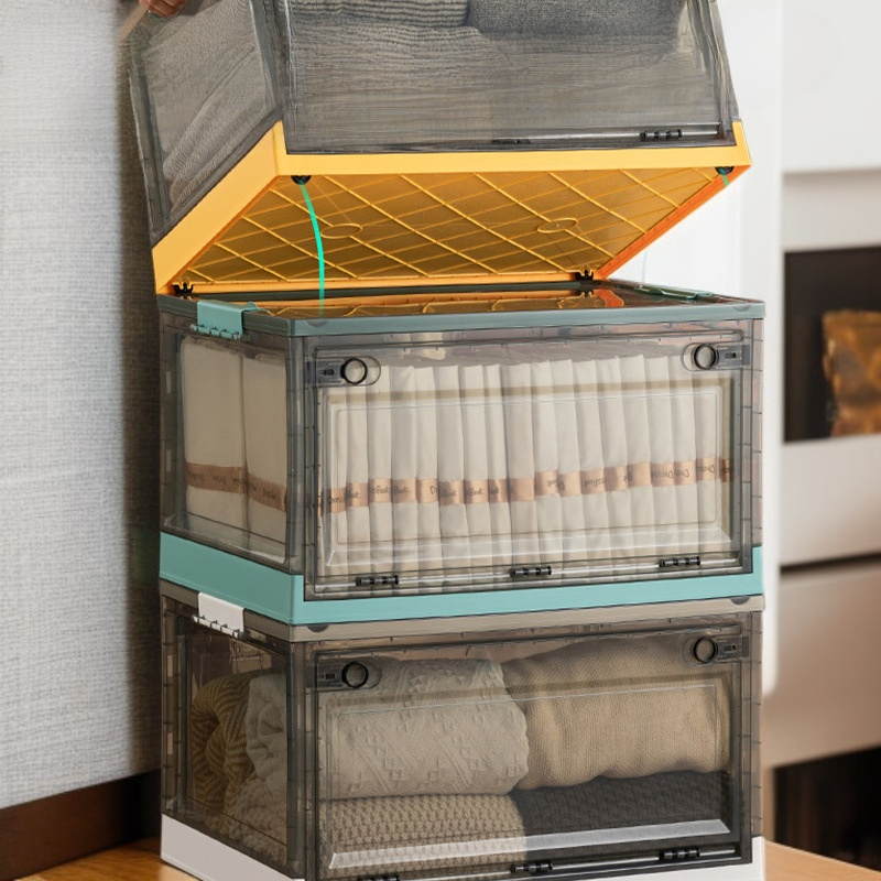 Caja organizadora de plástico transparente para ropa y juguetes, uso doméstico