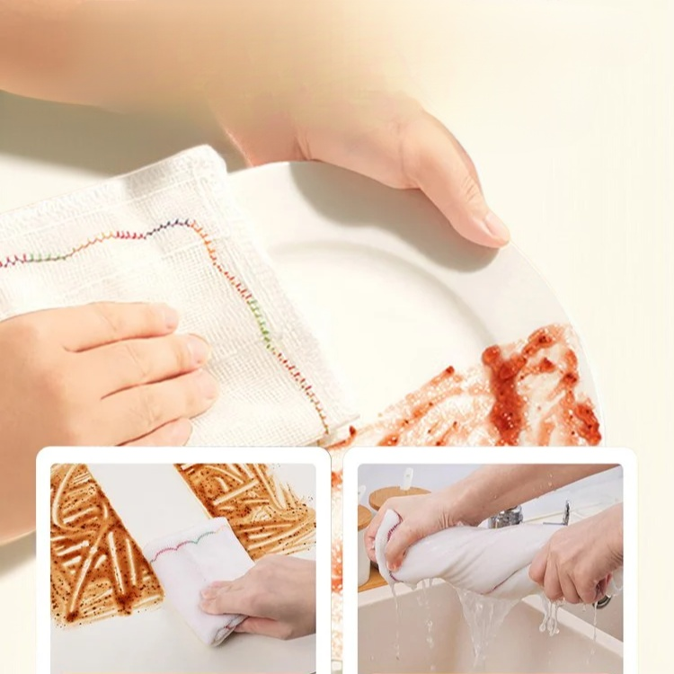다용도 매직행주 다용도 클렌징 수건 두껍고 두꺼운 행주 테이블 기름 묻히지 않는 행주 레인보우 수건 세척이 용이한 순면 거즈 행주