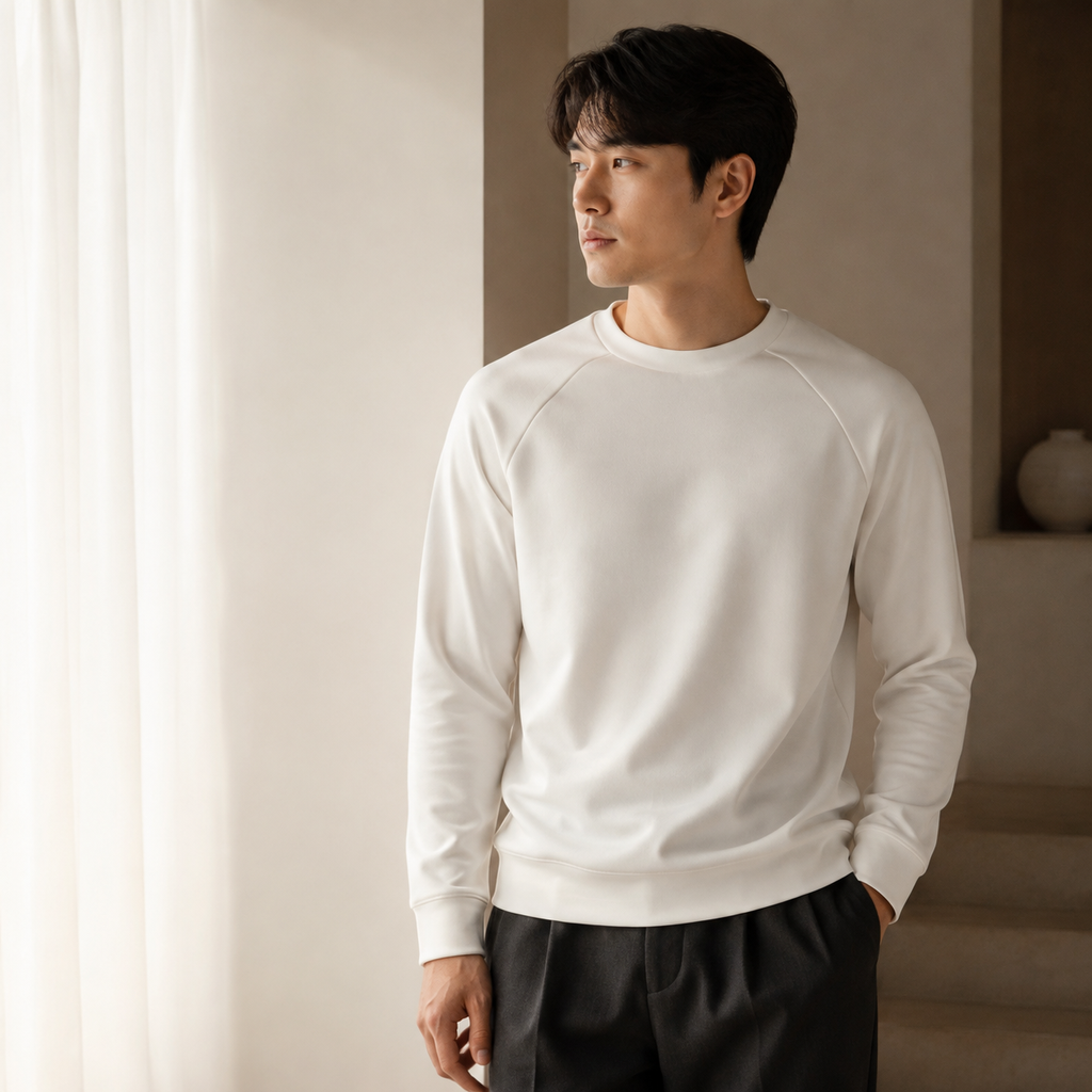 심플 캐주얼 모달 면 긴팔 티셔츠 남성 이너웨어