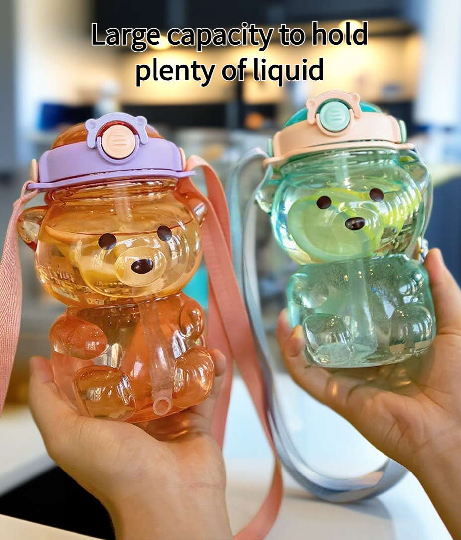 Colorful children's plastic straw water cup on white background